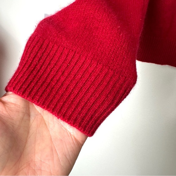 Vintage Abercrombie & Fitch 100% Cashmere Red Embroidered Moose Crewneck Sweater - Picture 7 of 10